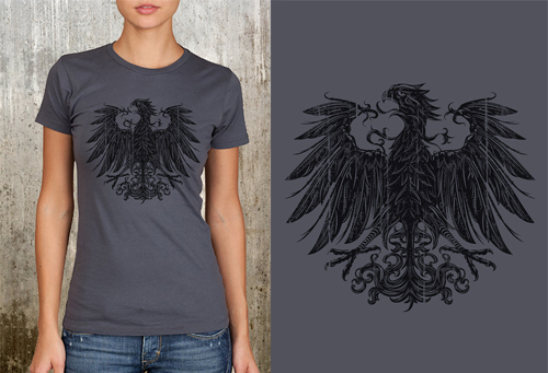 Coat of Arms Black Bird with Grunge Texture
